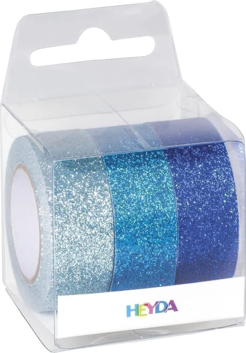 HEYDA Sada glitrových lepicích pásek - modrý mix