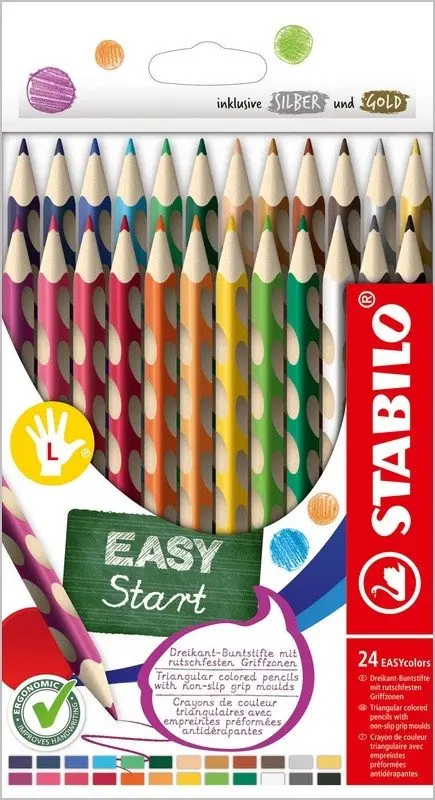 Ergonomické pastelky pro leváky STABILO EASYcolors - sada 24 ks