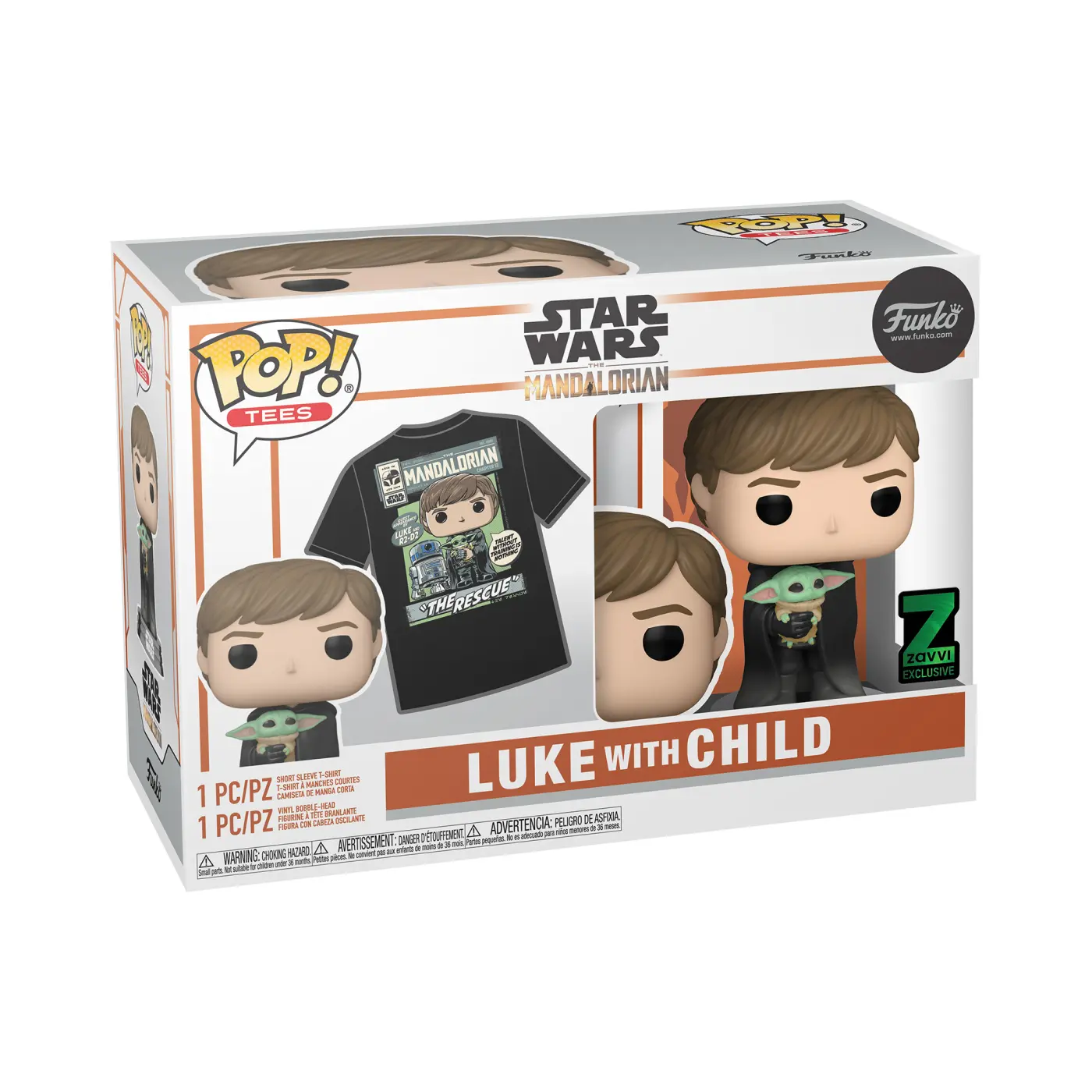 Funko POP & Tee: Star Wars Mandalorian - Luke with Child (velikost XL)