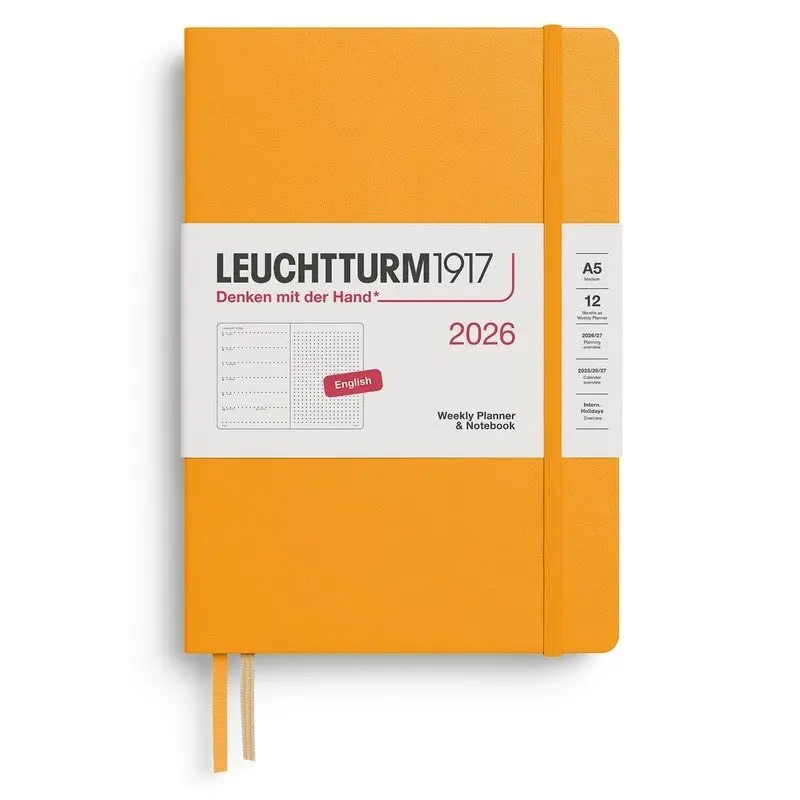 Weekly Planner & Notebook 2026 Medium (A5) Rising Sun - tečkovaný
