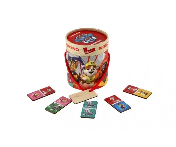 Domino dřevěné Paw patrol/Tlapková patrola 28ks v papírovém tubusu 11x13cm