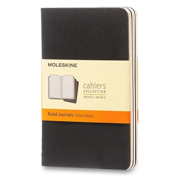 Sešity Moleskine Cahier, S, linkované, 3 ks - černý