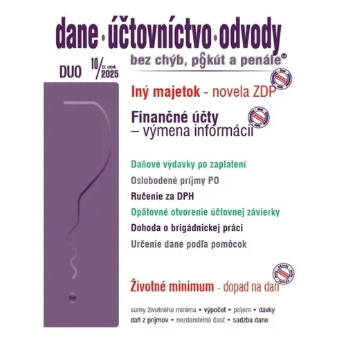 DUO 10/2025 – Dane, účtovníctvo, odvody bez chýb, pokút a penále
