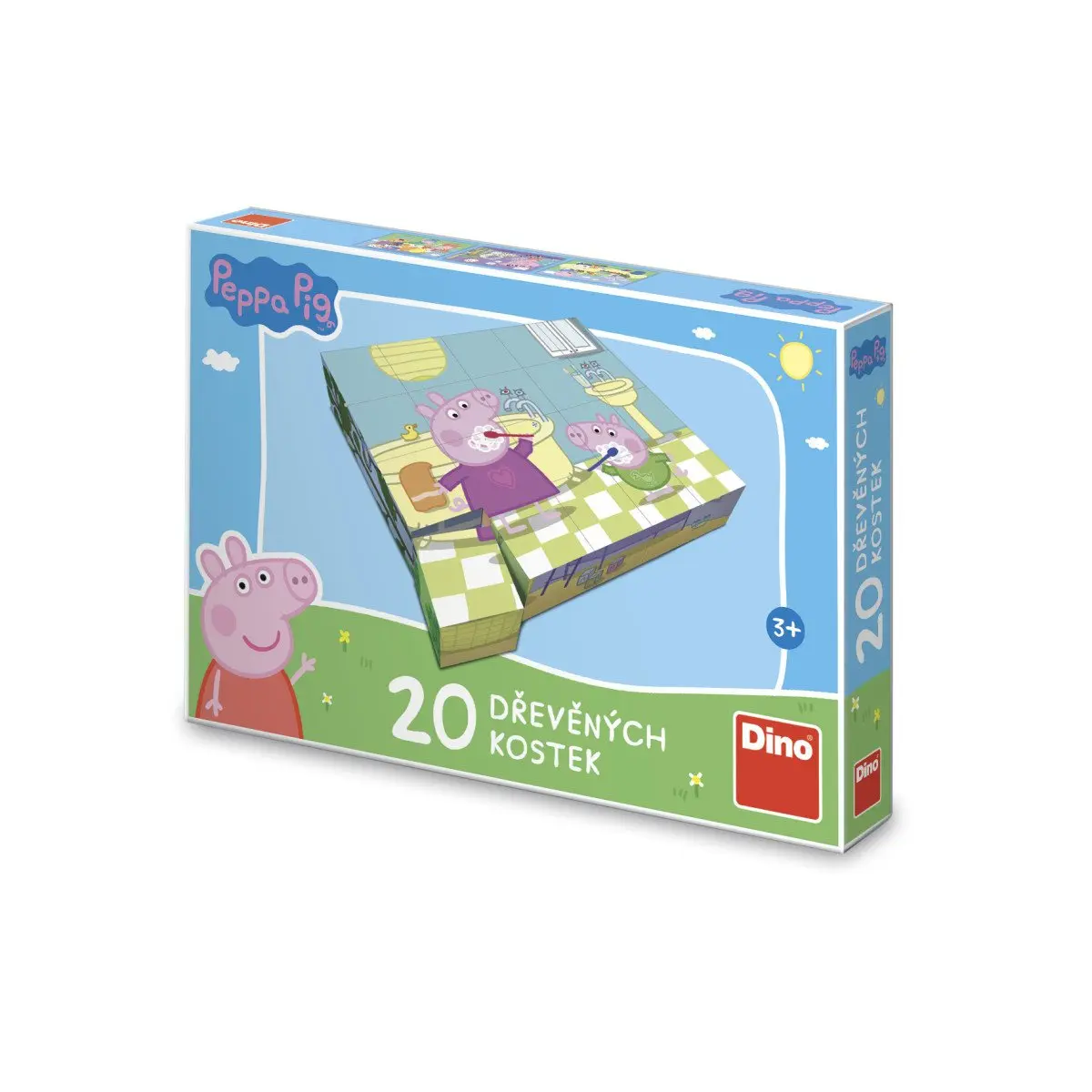 Peppa Pig: Veselý den Dřevěné kostky 20 ks - Dino