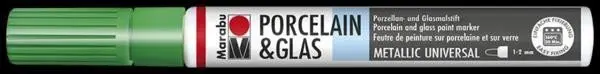 Marabu Popisovač na sklo/porcelán 1-2 mm - metalický zelený