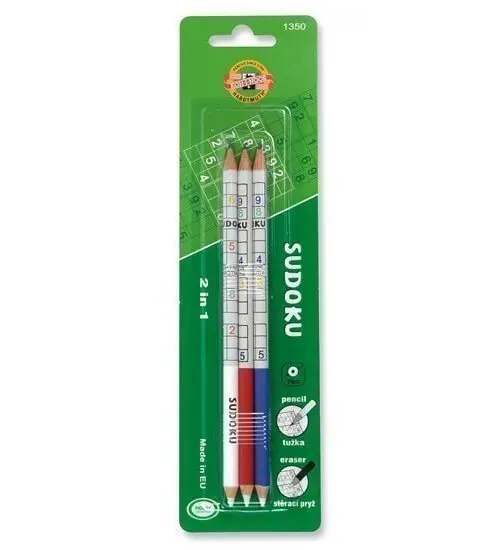 Koh-i-noor tužka grafitová s gumou 3/B 3ks motiv sudoku