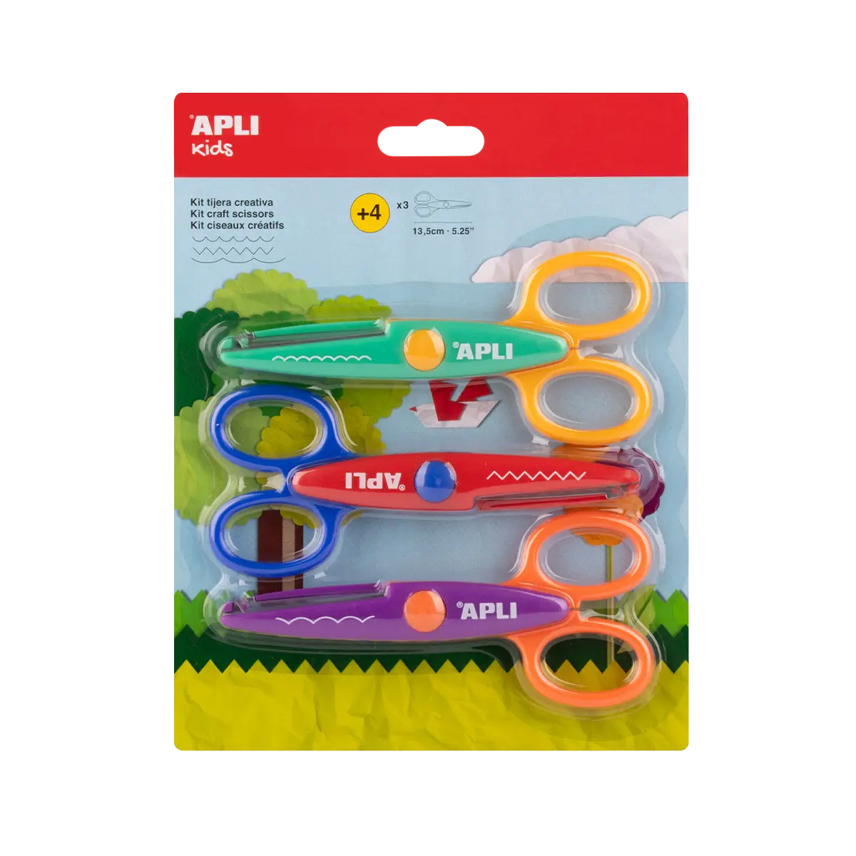 APLI kreativní nůžky - sada, 13,5 cm, 3 ks, kulatá špička, symetrické
