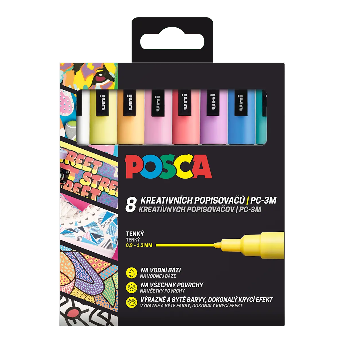 Sada akrylových fixů Uni Posca 0,9-1,3mm 8ks pastelové