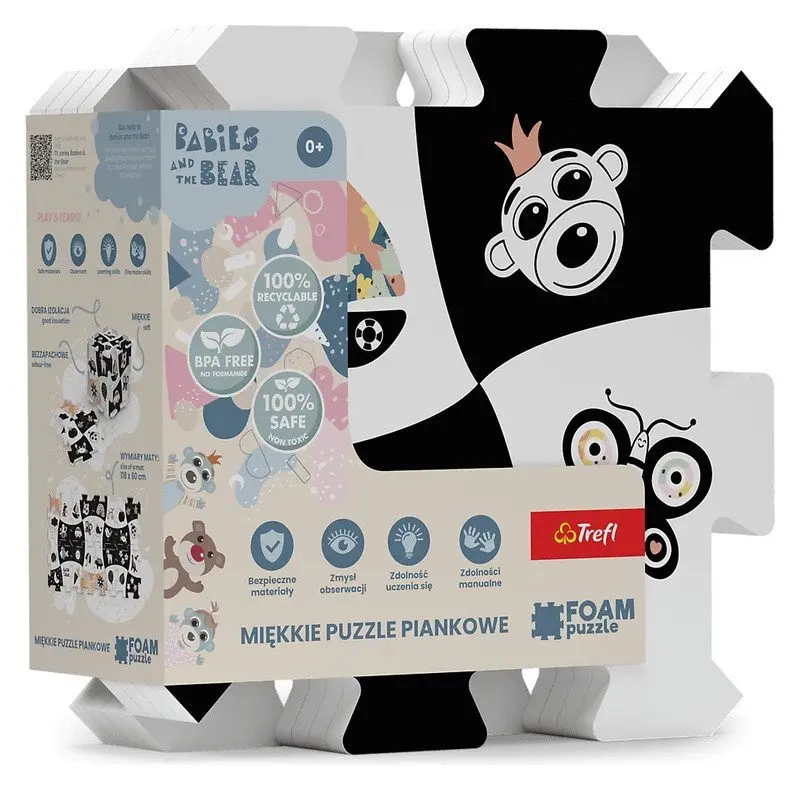 Pěnové puzzle Treflíci: Černá a bílá - puzzle z kategorie Maxi dieliky