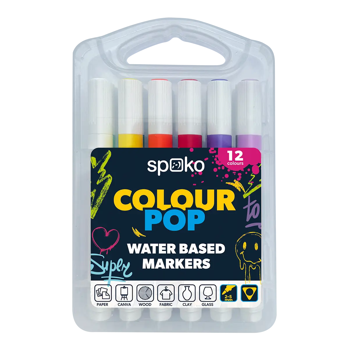 Spoko sada popisovačů - COLOUR POP, 2 - 5 mm, 12 ks, mix barev