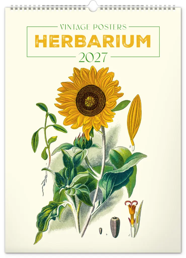 NOTIQUE Kalendář 2027 nástěnný: Vintage plakáty - herbář, 33 x 46 cm