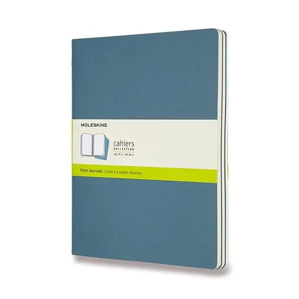 Sešity Moleskine Cahier, XL, čisté, 3 ks - tm. tyrkysové
