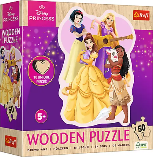 Dřevěné obrysové puzzle Disney Krásné princezny