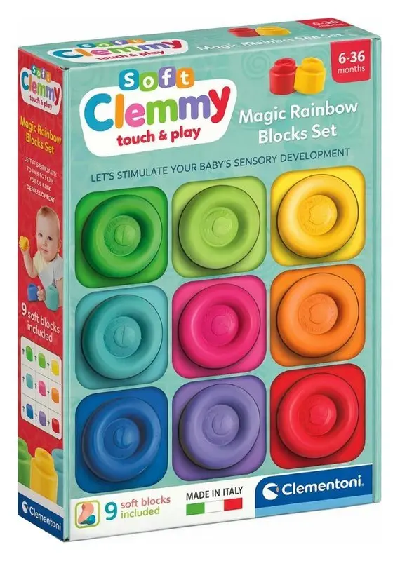 Sada 9 měkkých kostek - Magic Rainbow
