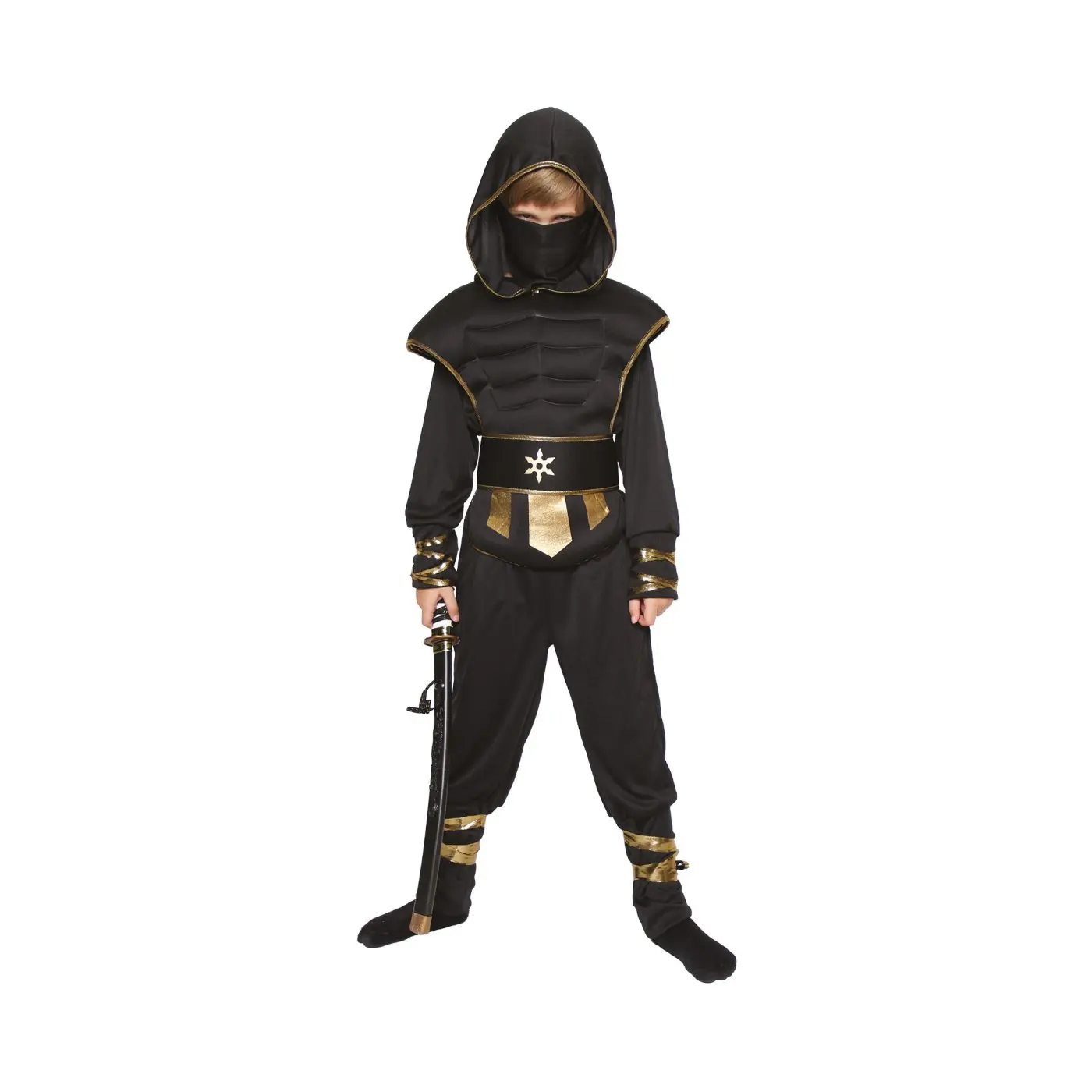 Kostým dětský Ninja černo-zlatý vel. 7-9 let - Albi