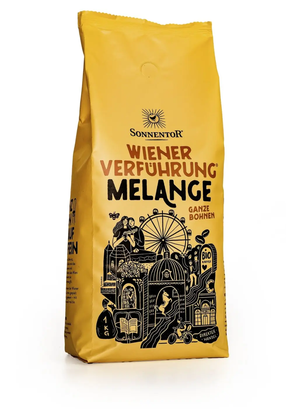 Sonnentor Vídeňské pokušení® Melange, 100 % Arabica, zrnková káva, BIO, 1000 g