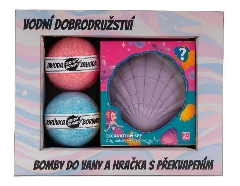 Kosmetická sada pro děti (2x šumivá bomba, hračka - sádrová mořská mušle)