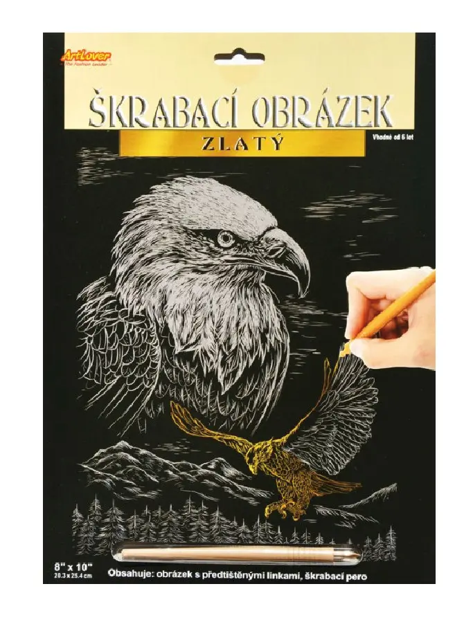 ArtLover Sada Škrabací obrázek - zlatý 20,3 x 25,4 cm/mix 3 motivů