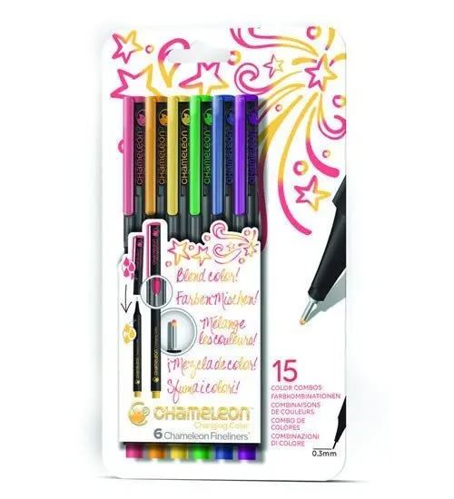 Set Chameleon Fineliner - detailní popisovače, 6ks - základní tóny