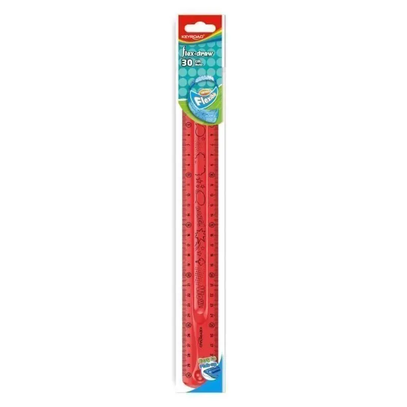 Pravítko KEYROAD - 30cm, ohebné, růžové 207102, červená
