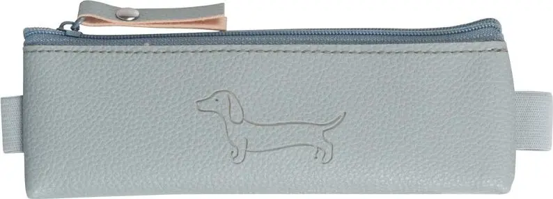 Penál etue mini s gumou na diář  Sausage Dog light gray