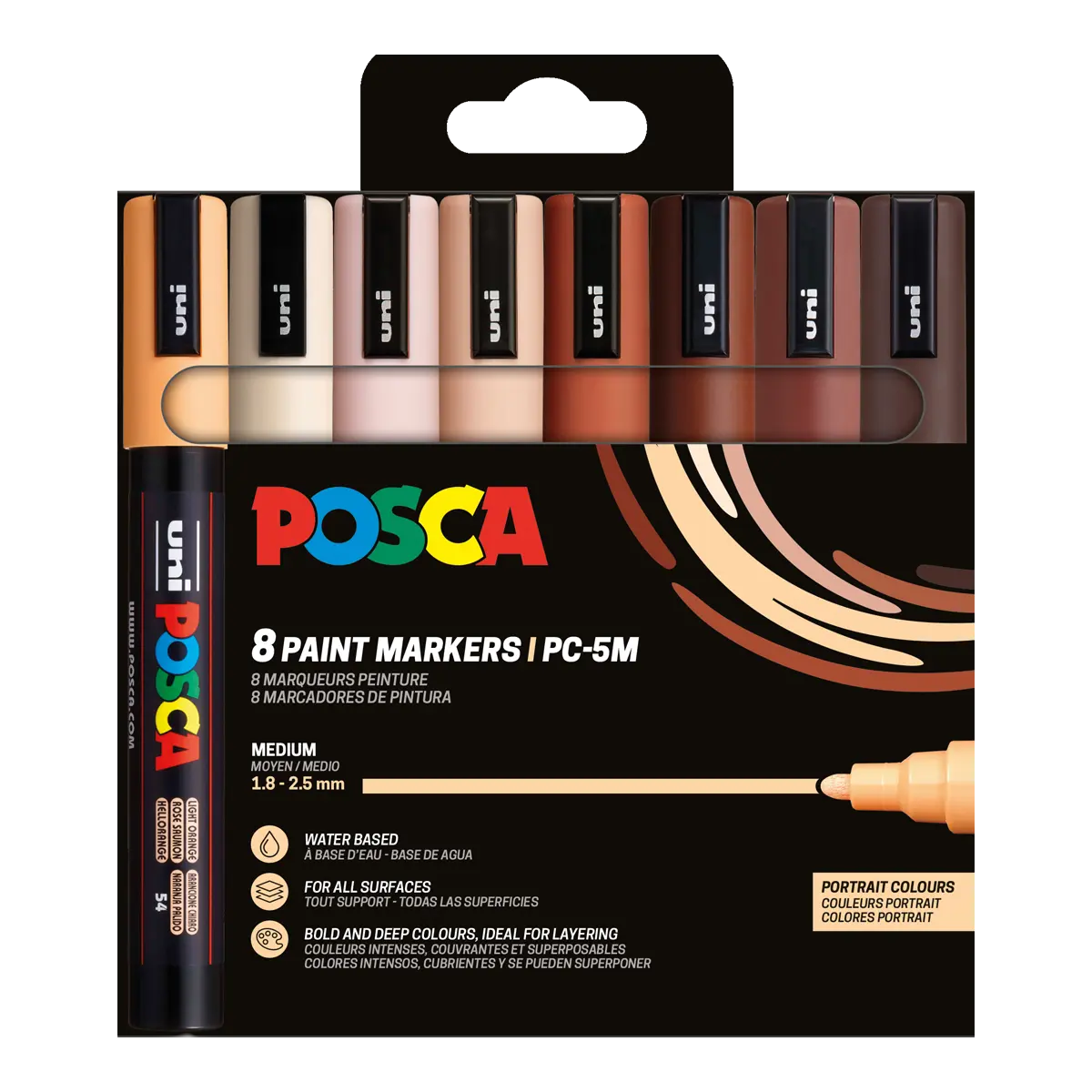 Posca sada popisovačů PC-5M, PORTRAIT COLOURS, 1,8 - 2,5 mm, mix pleťových tónů (8 ks)