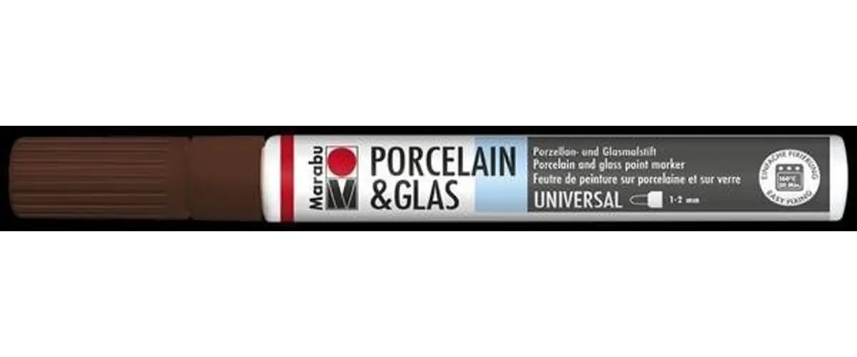 Marabu Popisovač na sklo/porcelán 1-2 mm - hnědý