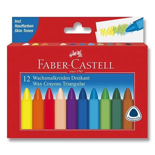 Voskovky Faber-Castell trojhranné, 12 ks