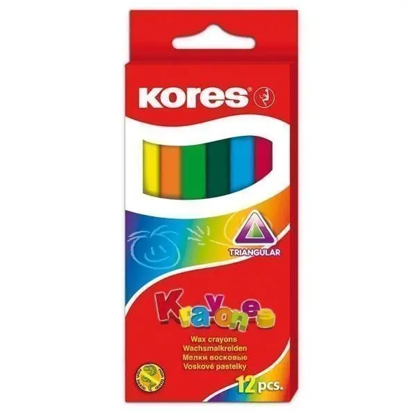 Kores Trojhranné voskové pastelky Krayones - 12 barev