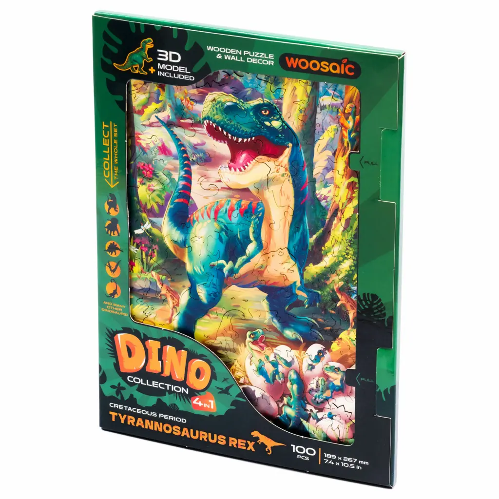 UNIDRAGON dřevěné puzzle Woosaic DINOSAURUS - TYRANNOSAURUS REX (18,9x26,7cm) - EPEE