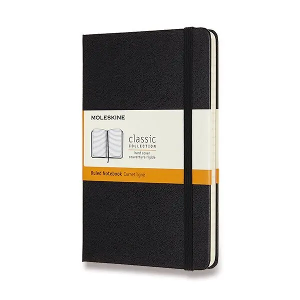 Zápisník Moleskine - tvrdé desky, M, linkovaný - černý