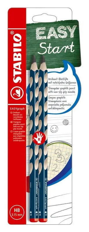 Tužka STABILO EASYgraph HB petrolejová pro praváky, 2 ks Blister