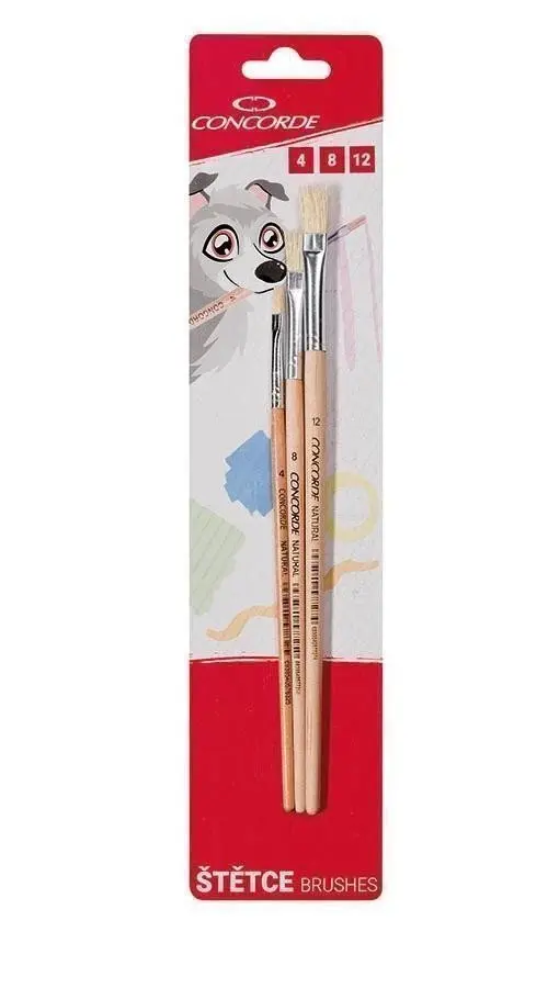 Sada štětců Concorde Natural - ploché 3ks, blistr