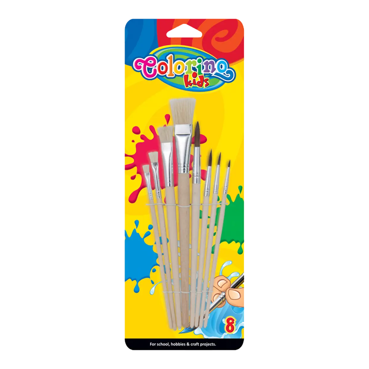 Colorino sada štětců, ploché (2,6,12,16), kulaté (1,3,6,10), dřevěné násadky, 8 velikostí