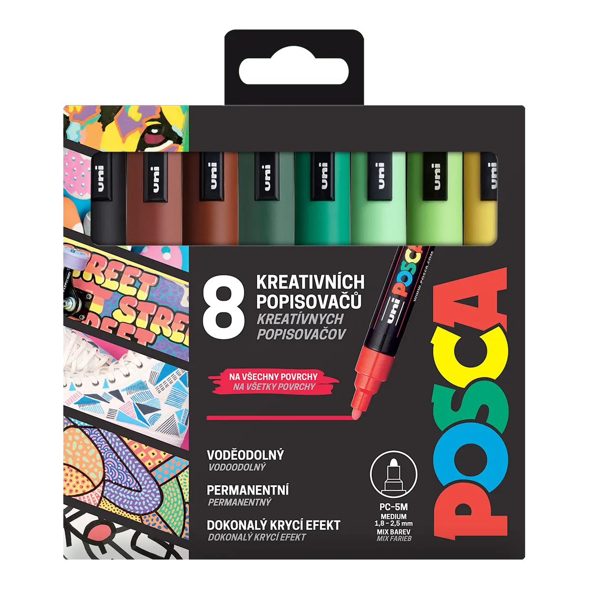 Sada akrylových fixů Uni Posca 5M 1,8-2,5mm 8ks Earth