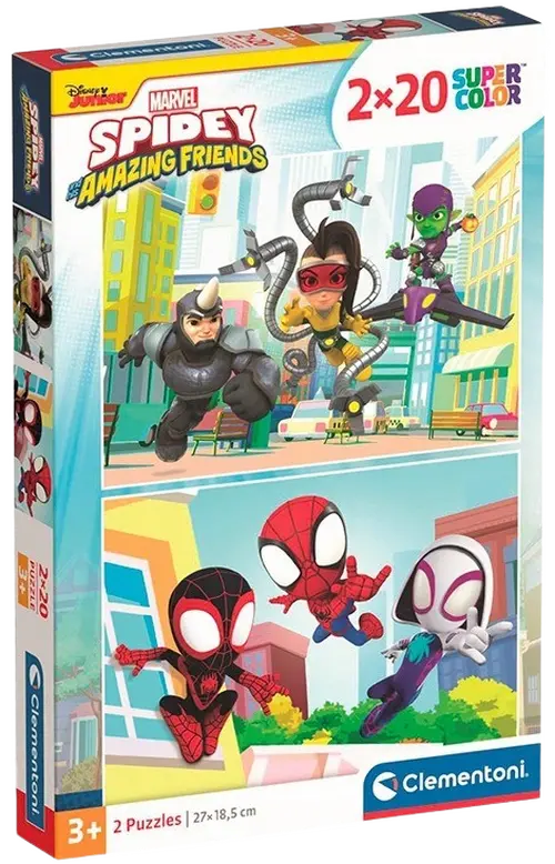 Puzzle Supercolor Spidey a jeho úžasní přátelé 2x20 dílků - Clementoni