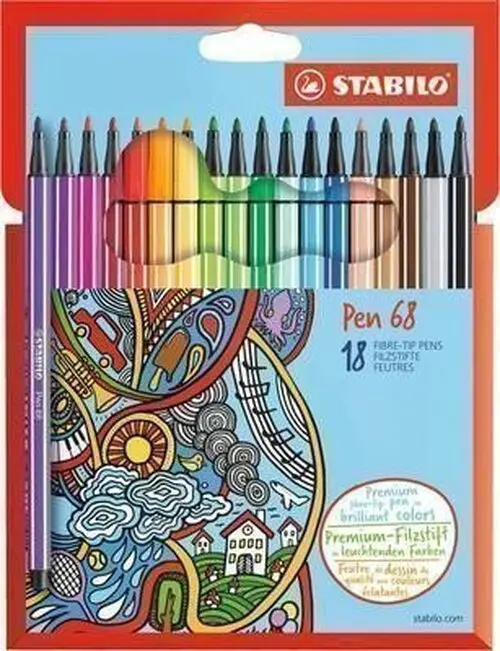 Fixa STABILO Pen 68 sada 18 ks v kartonovém pouzdru