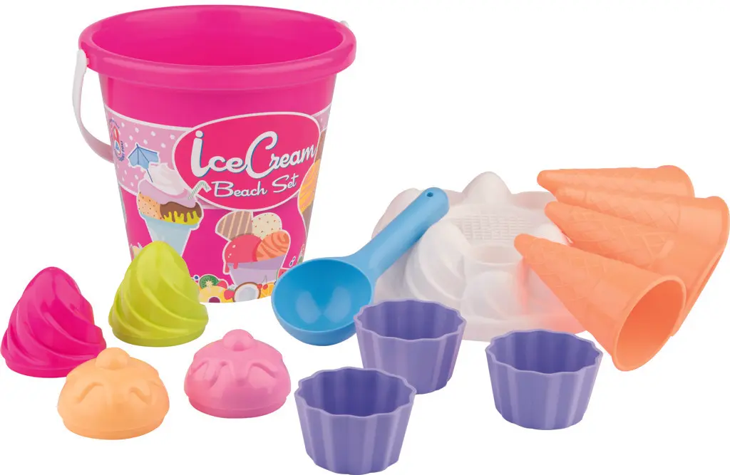 Sada na písek zmrzlina a cup cake modrý kyblík