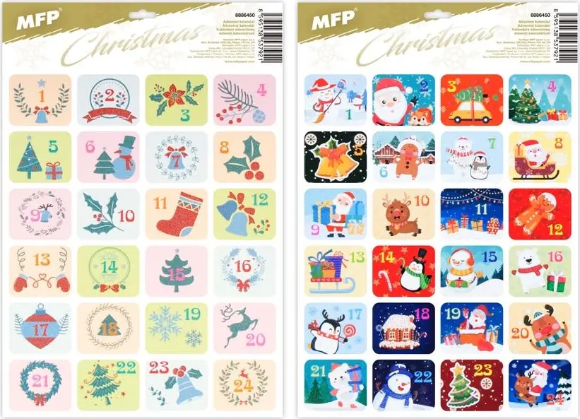 Samolepky adventní kalendář mix 2001