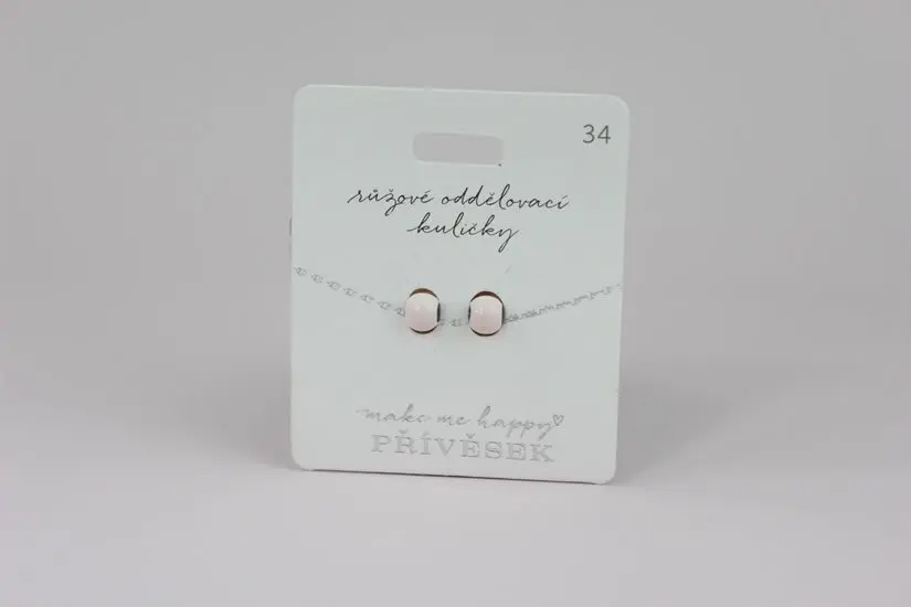Přívěsek MAKE ME HAPPY Růžové oddělovací kuličky