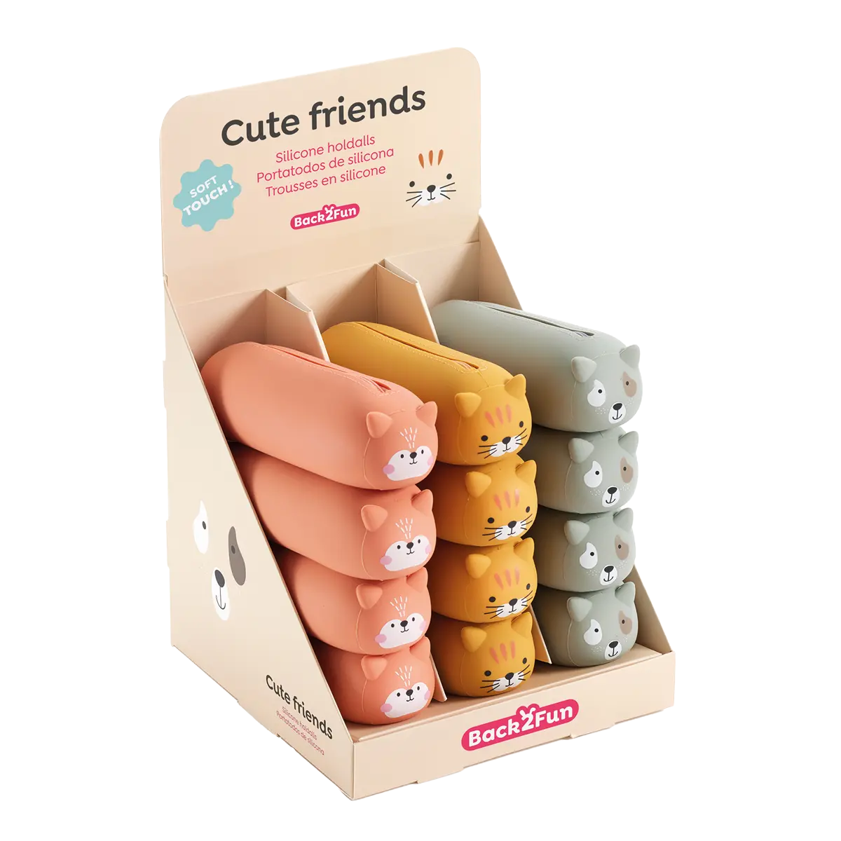 Miquelrius B2F - penál se zipem Cute Friends, mix motivů, 12 ks, displej, mix barev