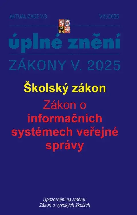 Aktualizace V/3 2025 Školský zákon