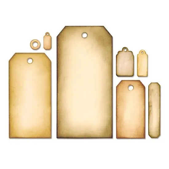 SIZZIX Framelits vyřezávací kovové šablony - visačky 8ks