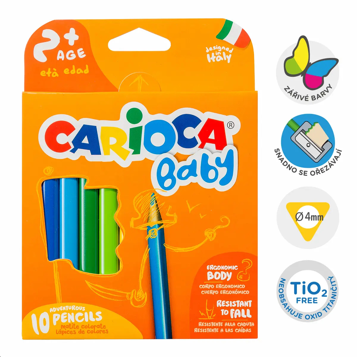 Pastelky trojhranné Carioca Baby 2+, 10 ks