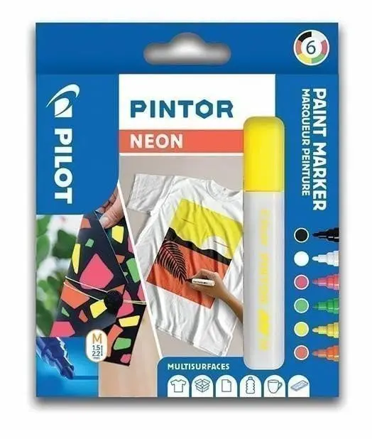 Akrylový popisovač Pilot Pintor, Medium, sada 6 ks, Neon