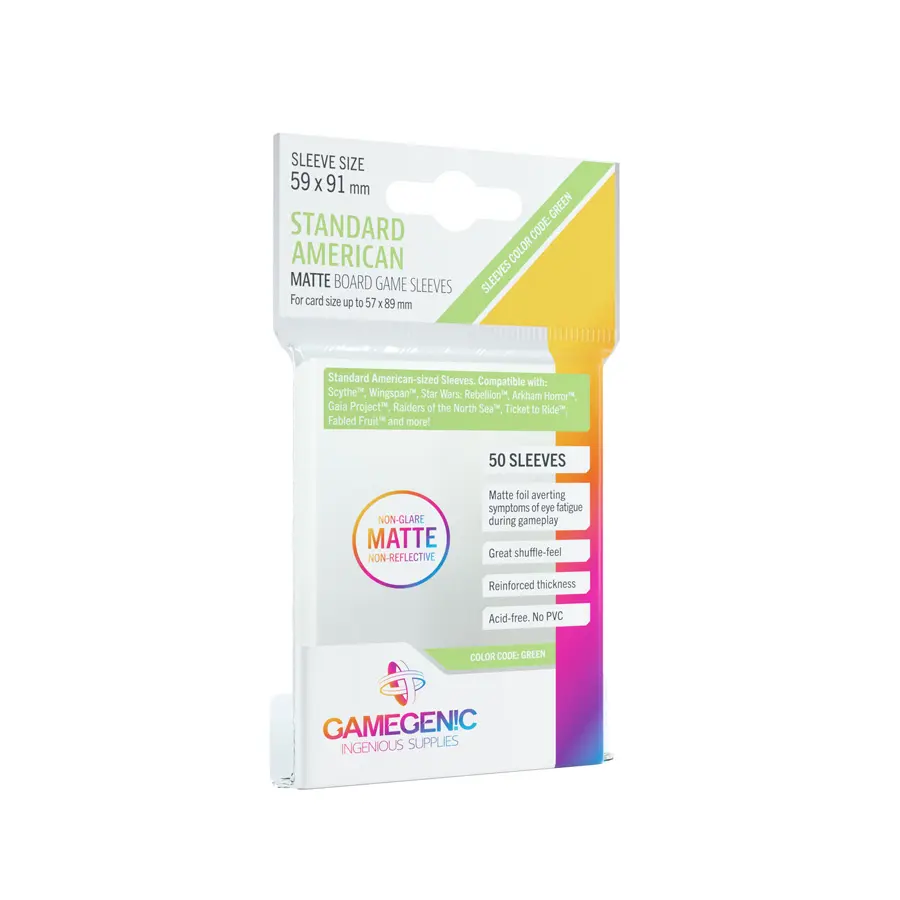 Gamegenic: 59x91 mm Standard American Boardgame Sleeves MATTE (50)