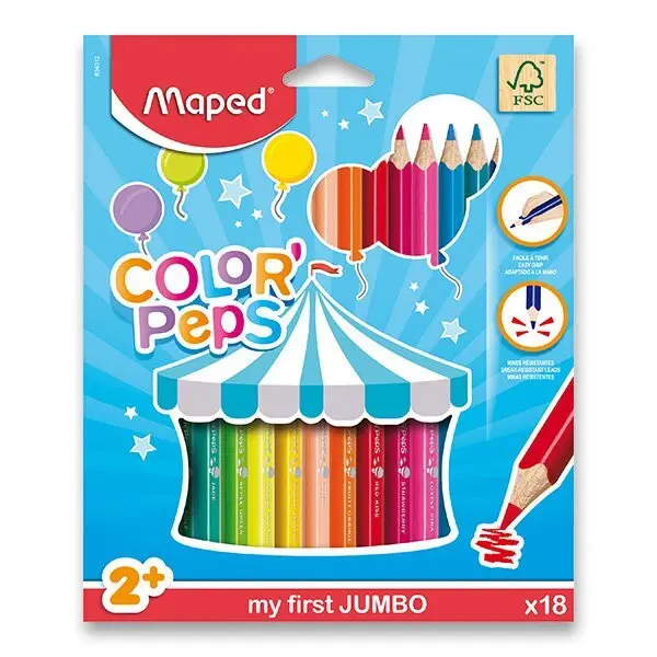 Pastelky Maped Color´Peps Jumbo - 18 barev, trojhranné