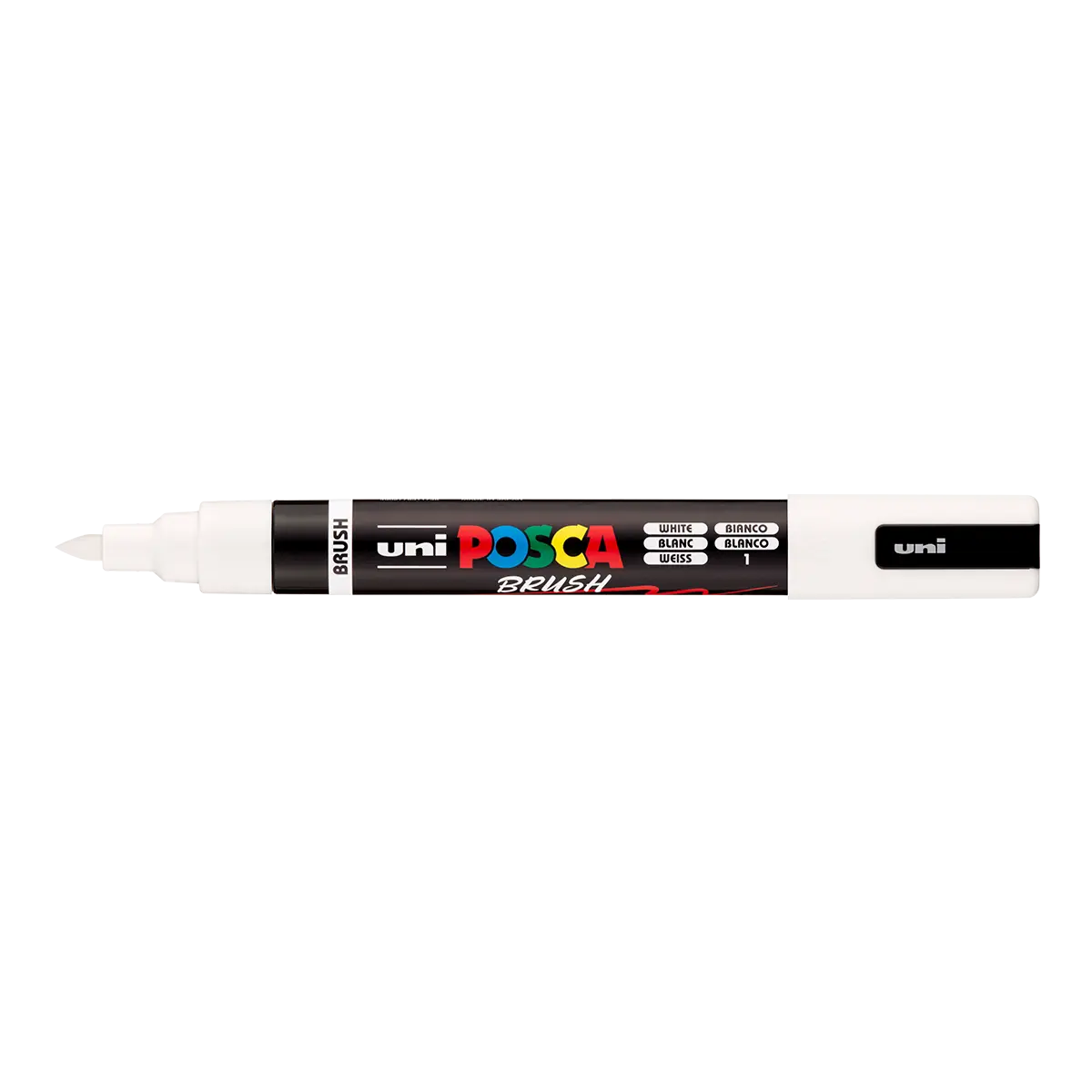 Akrylový popisovač POSCA se štětcovým hrotem PC-5BR, 1 - 4 mm, bílá