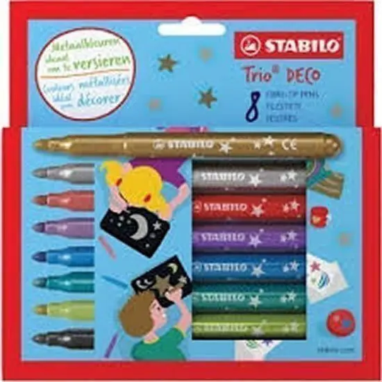 STABILO 377-8-6 Trio DECO Metalický vláknový fix s XL hrotem 8 ks