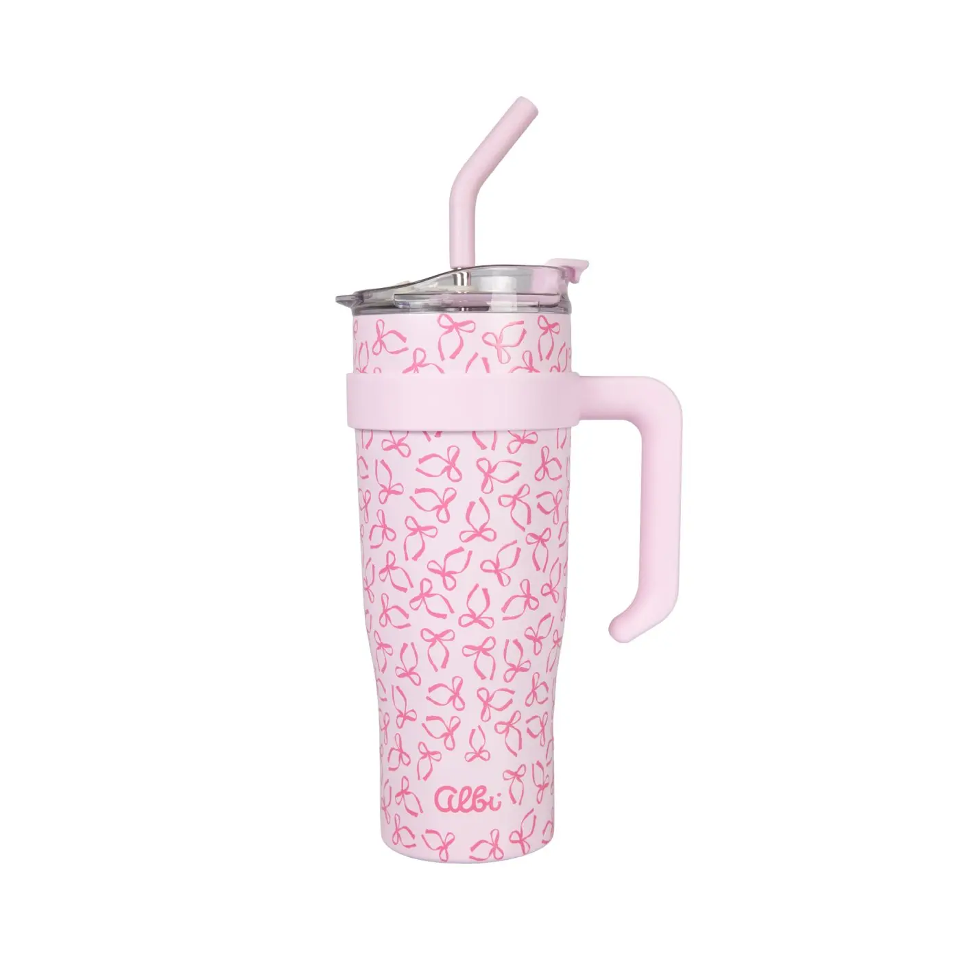 Nerezový termohrnek s brčkem XXL 1200 ml - Mašličky - Albi
